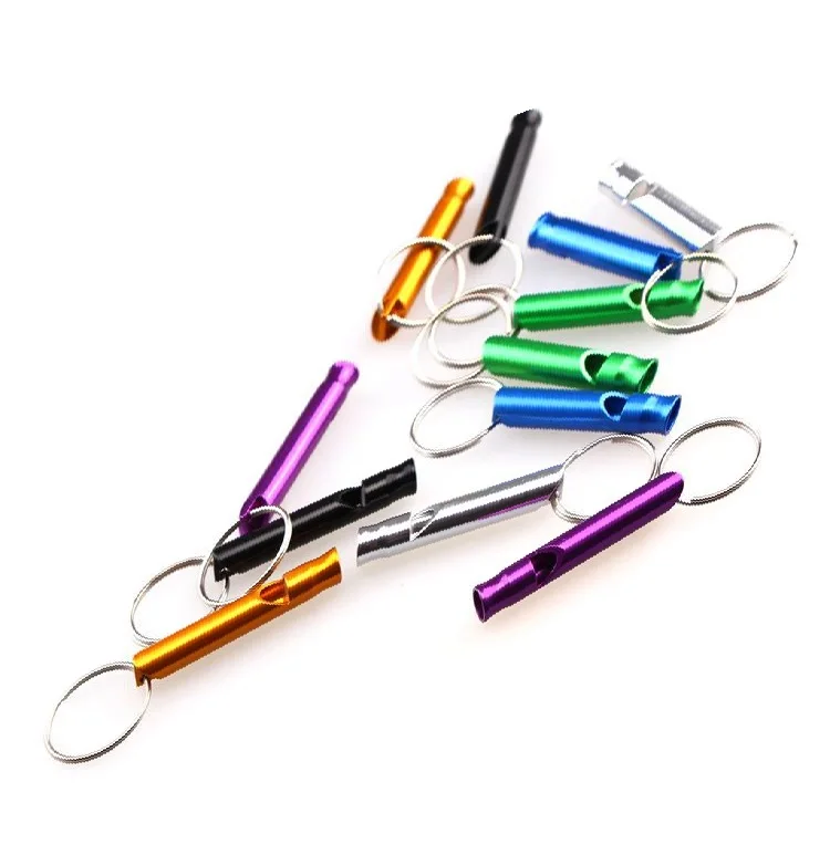 Aluminum alloy color small whistle, fire field survival whistle, small key ring advertising creative logo small gifts