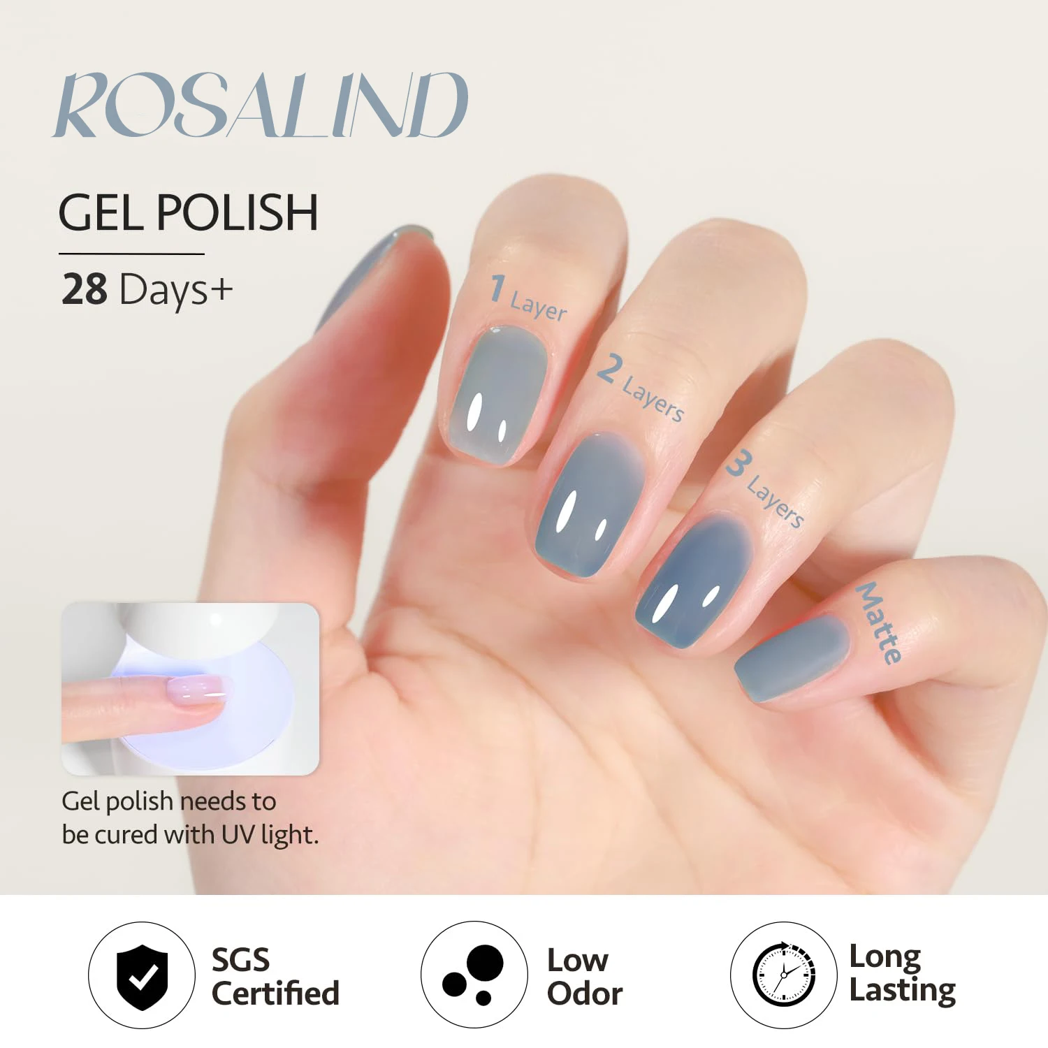 ROSALIND Custom new 15ml vernis semi permanent long lasting UV light cure jelly yellow blue color nail gel polish for nail salon