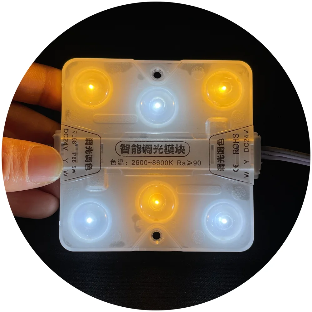 CCT adjust dural color 68x68mm 3.6w DC12V DC24V lens waterproof IP67 led module for light box