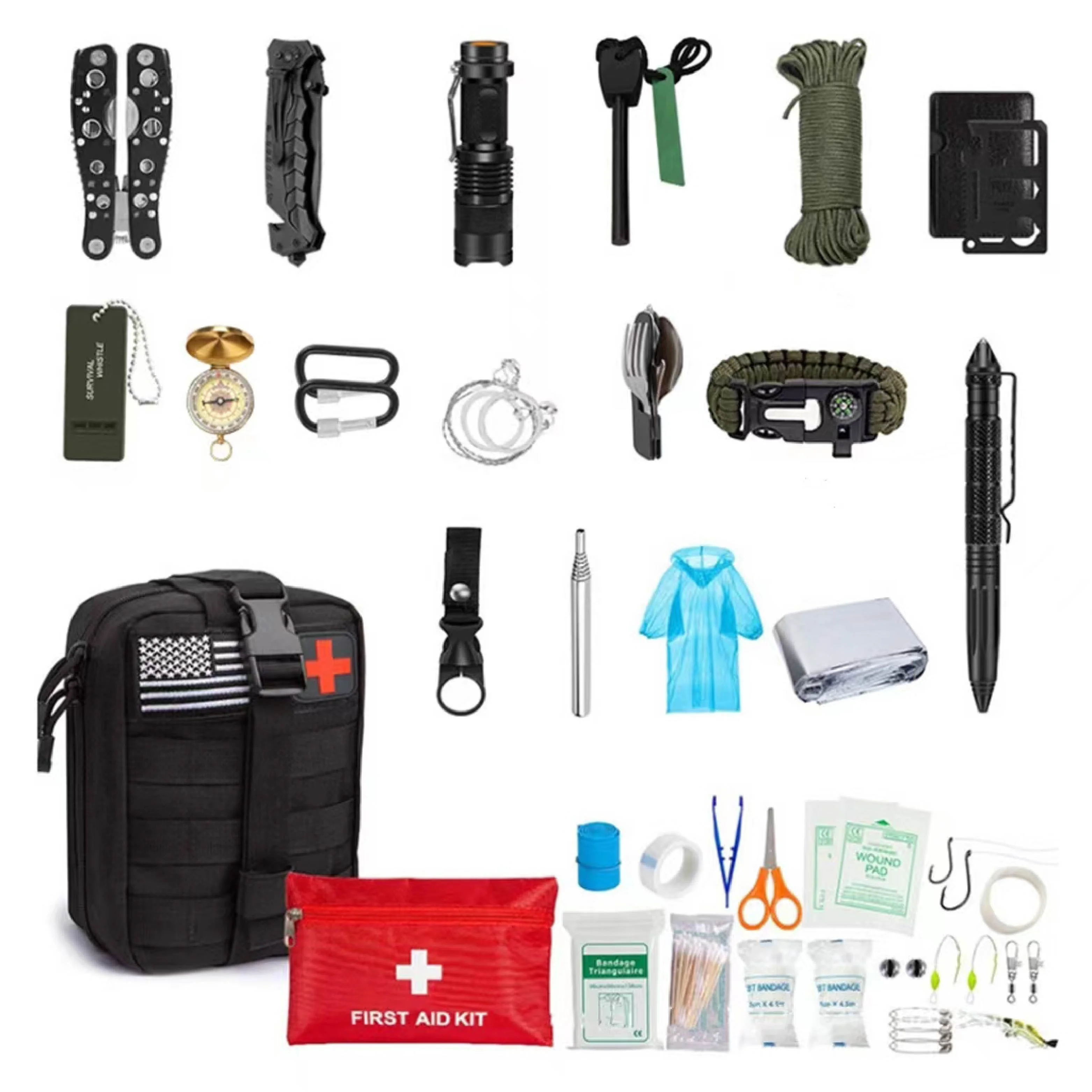 Customized Outdoor Tactical Survival Kit Portable Trauma Bag Emergency Medical First Aid Kit Bag