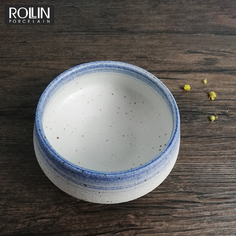 High quality stoneware dinnerware Set ceramic porcelain stickness blue plate set