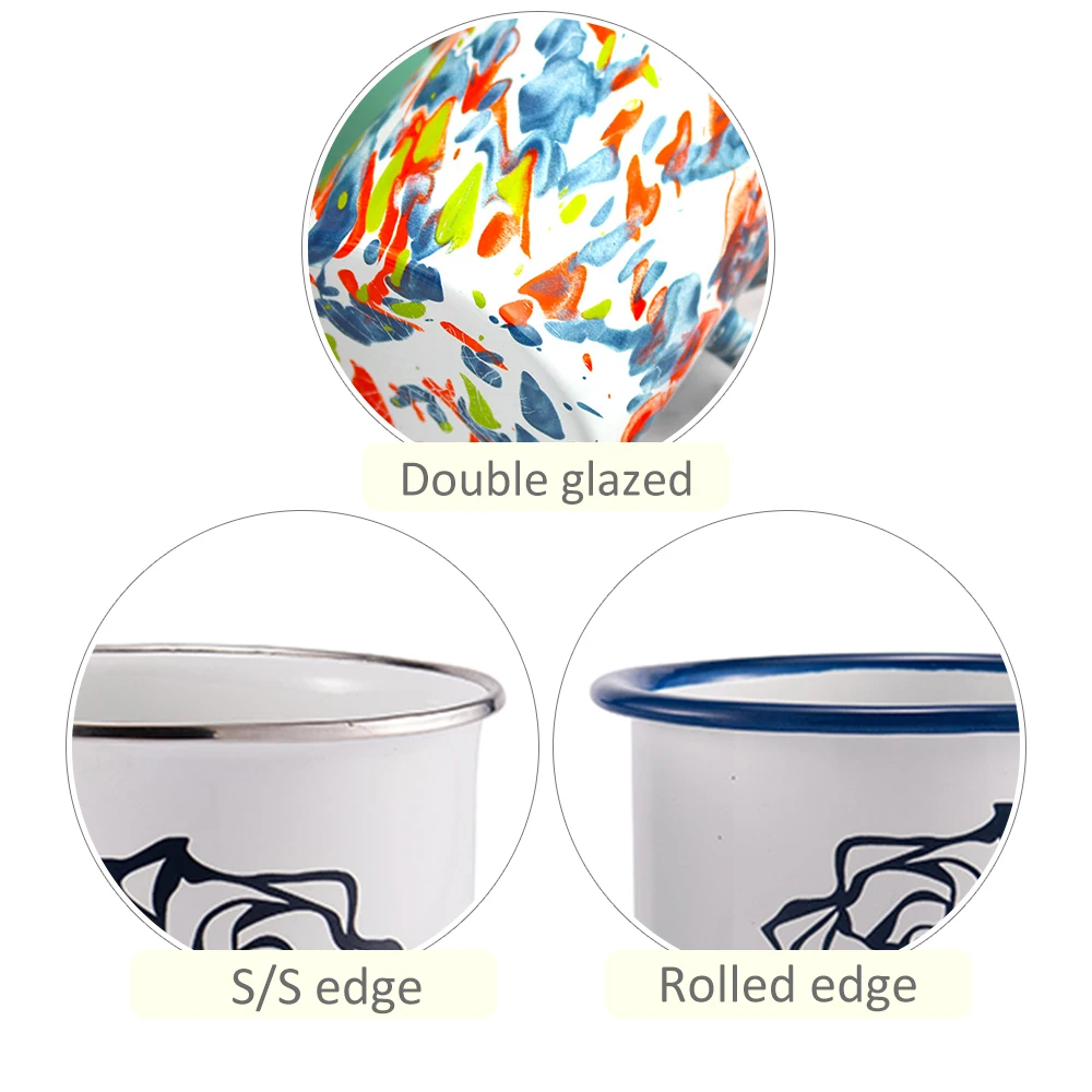 Valentines Day Coating Coloured Printed Custom Cup Enamel Coffee Campfire Mug