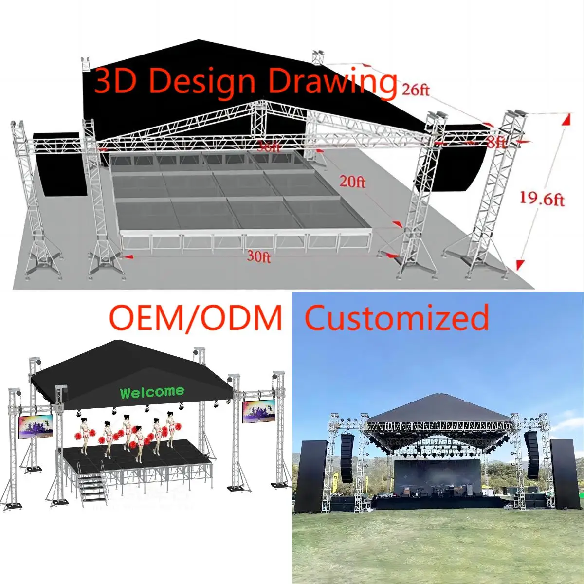 Оптовая продажа алюминиевая осветительная ферма с крышей для наружного концертного стенда