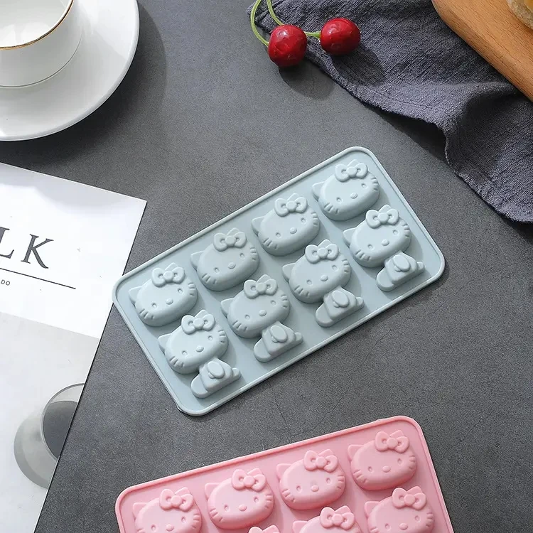 Love Resin 8 Even Cute Hallokitty Silicone Mold Ice Tray Chocolate Mold Biscuit Baking Diy Tools Drip Glue Candy Mold
