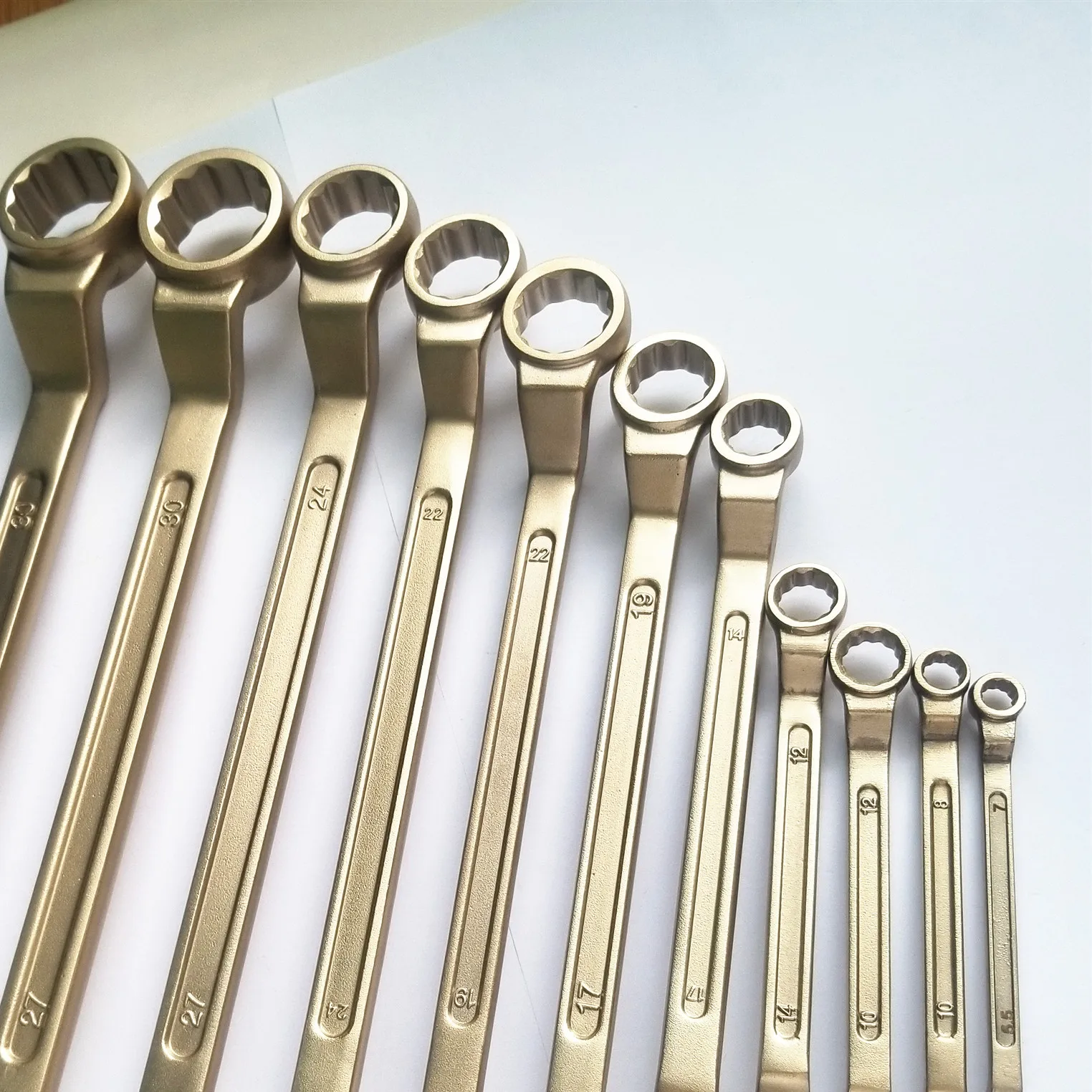 intrinsically safe tools Al-Cu Al-Bronze double ring spanner set 6*7-30*32mm