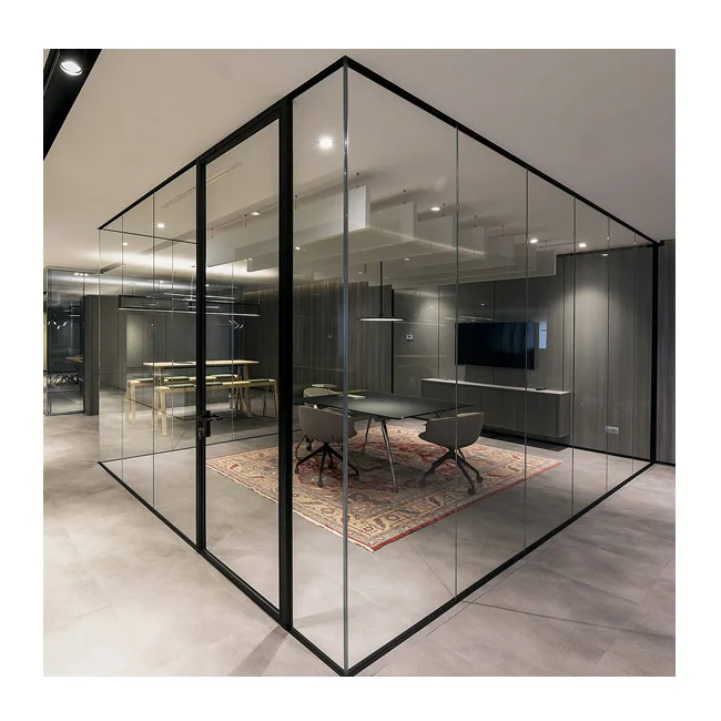 Double Glazed Frameless office Partition wall Modern High quality aluminium room divider System