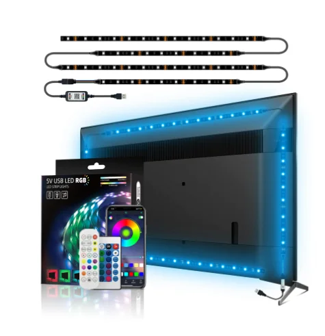 TVWiFi TV LED Strip Lights RGB TV Lighting with APP Control and Music Sync for 21-80inch TVS PC