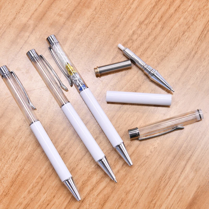 Ready to ship Wholesale Promotional White Ballpoint snow globe sublimation Pen Custom Logo Pens For Sublimation printing