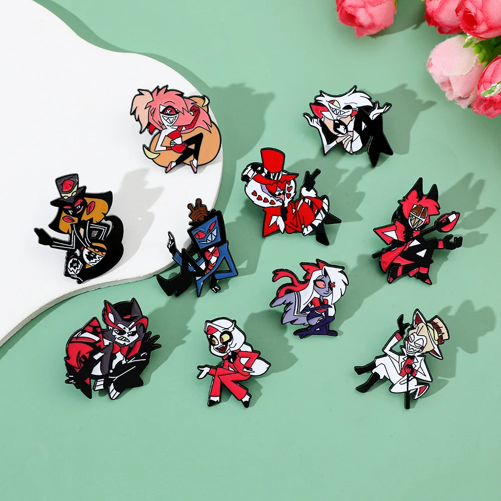 Hazbin Hotel Alloy Brooch Cute Creative Cartoon Film and Television Character Metal Oil Drop Badge Lapel Pins