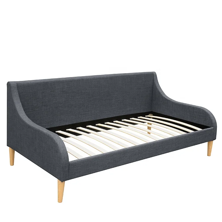 Willsoon Modern Small Double Daybed Home Style Living Room Furniture Soft and Wooden Linen Fabric Sofa Day Bed