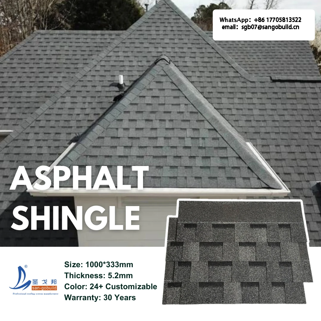 Windproof Waterproof Anticorrosive Colorless Hailstone Resistant America Standard Double Layer Laminated Asphalt Shingles Roof