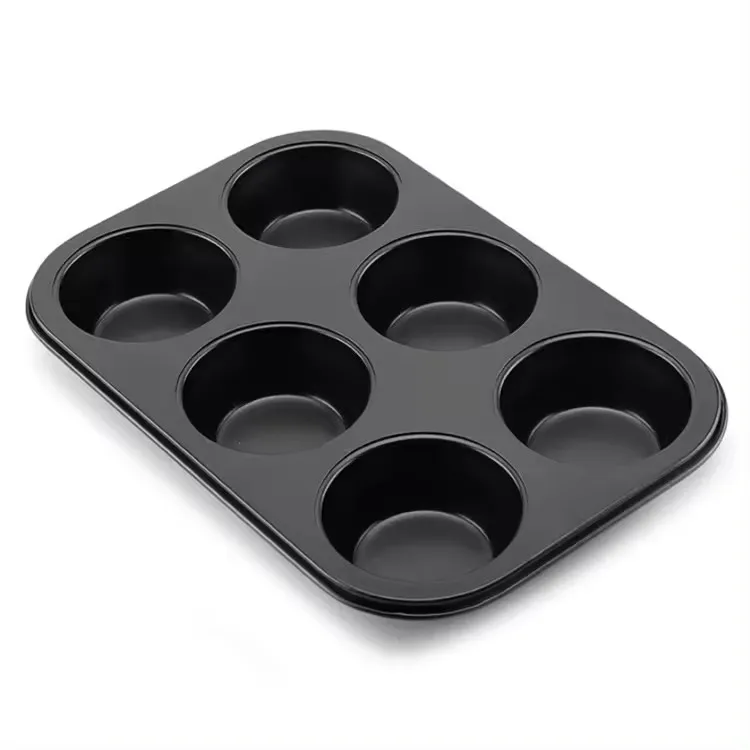 Factory price 6-cup Non- Stick Muffin Pans Cake Mould Bakery Steel Cupcake Muffin Pan Hamburger Loaf Pan Toast Tin Baking Tray