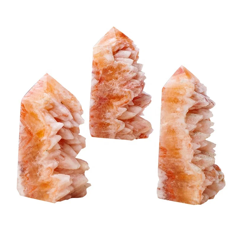 Wholesale raw gemstone specimen tower point healing reiki red crystal teeth point for decoration