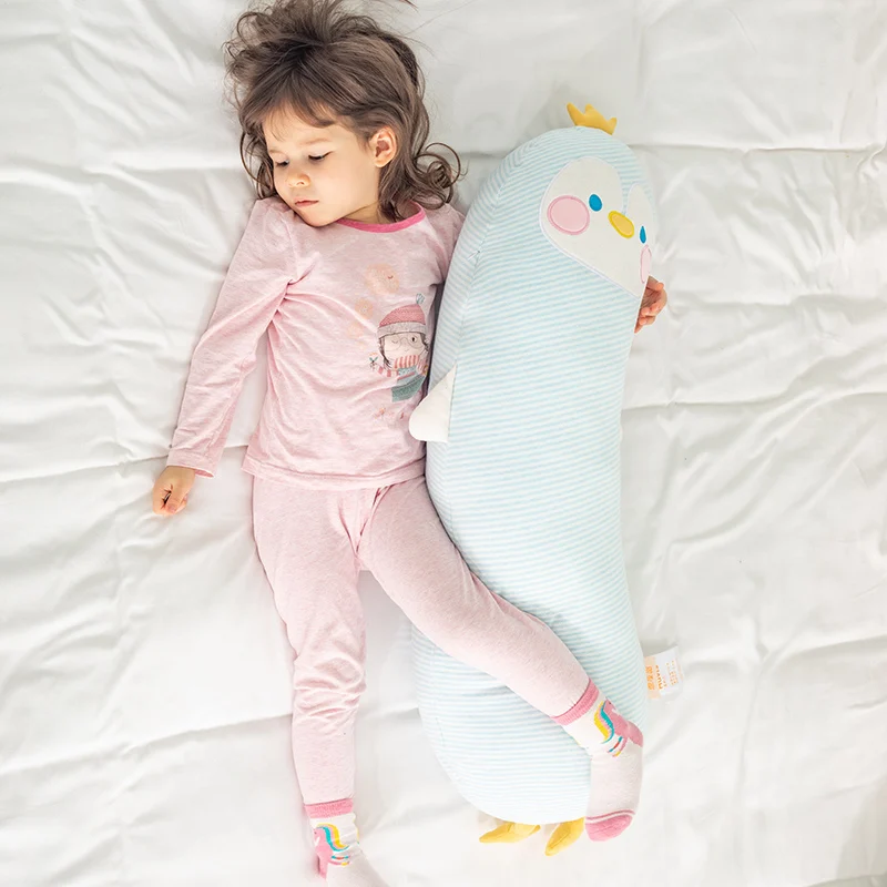 Cute Design Super Soft Baby Sleeping Animal Plush Toys Fat Penguin Hippo Comfort Dolls Long Bed Pillow Cushions
