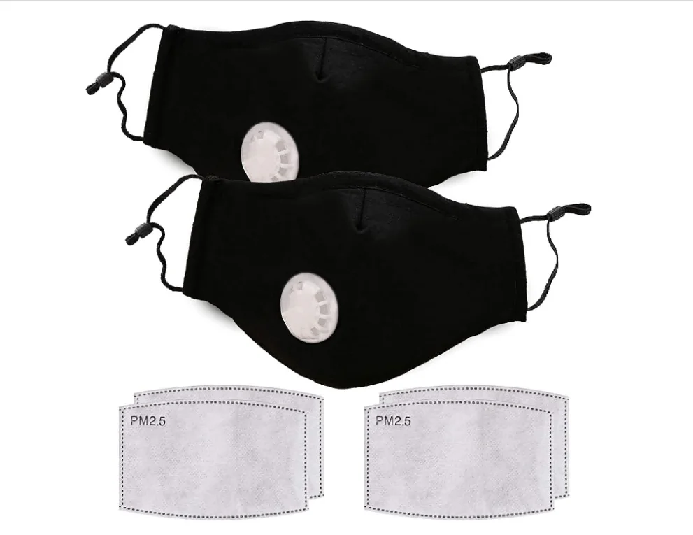 Two Reusable Cycling Face Mask with Carbon Filter For Outdoor Sports Protective Washable Face Mask