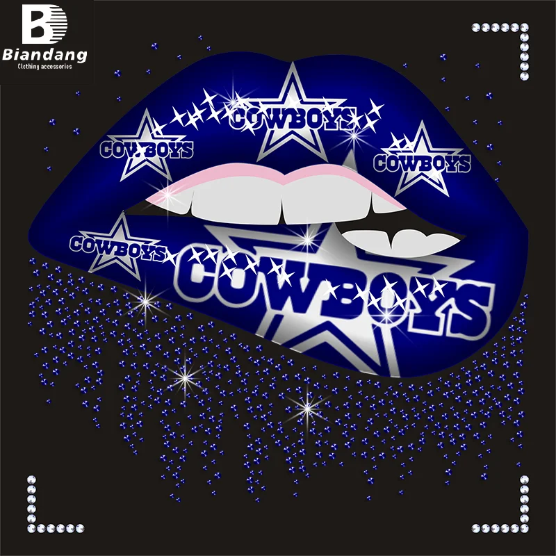 Dallas Cowboys Iron on Rhinestone Transfer Designs NFL Crystal Stones Sheets for Clothing Jackets