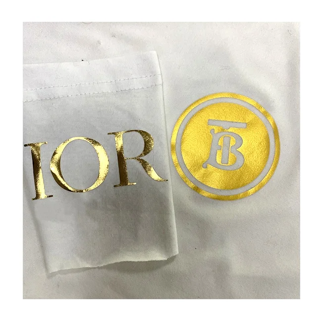 custom design iron on metallic gold silver tagless logo label heat transfer bag clothing name tag