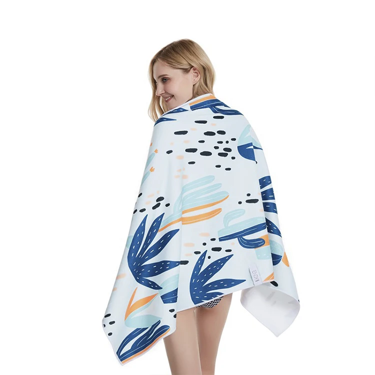 Microfiber Square Organic Absorbent Sand Resistant Embroidered Beach Sports Towel