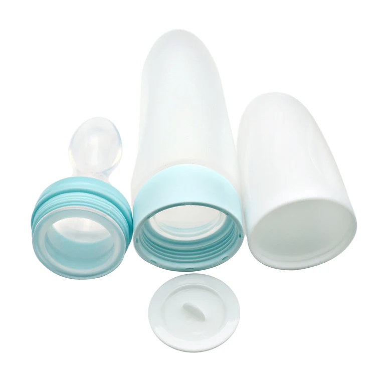2020 Oem Bpa Free Silicone Food Feeding Supplies Squeeze Baby Spoon Bottle For Feeding
