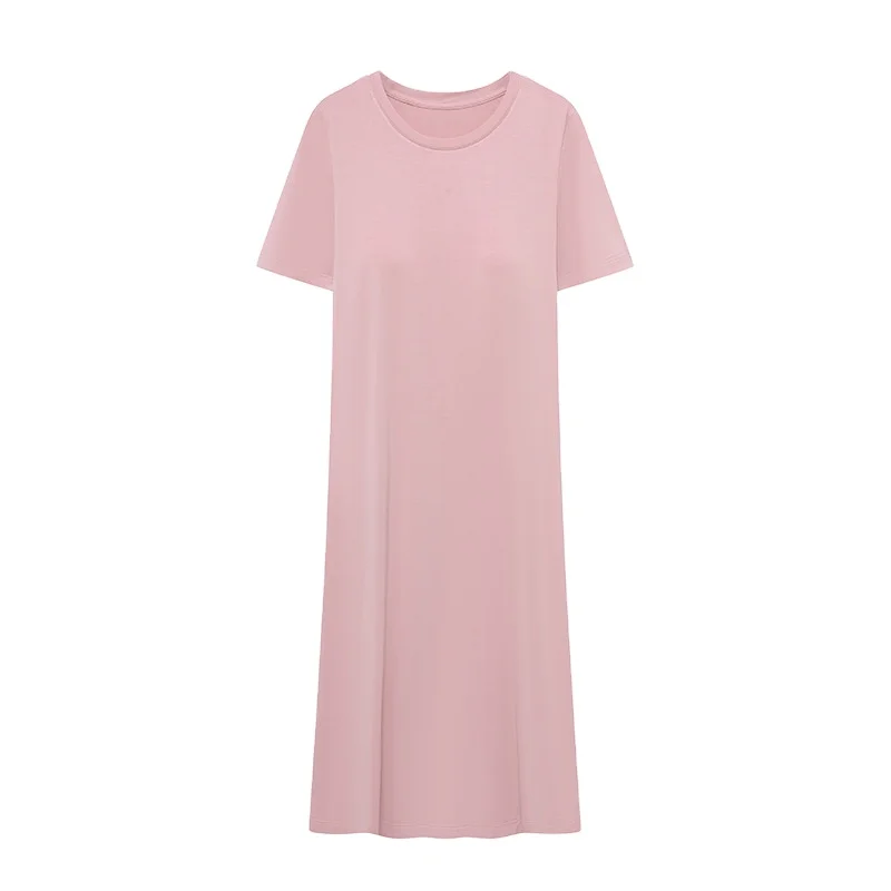 summer custom oversize modal spandex pajamas short sleeve casual nightgown dress sleepwear pajamas dress for women