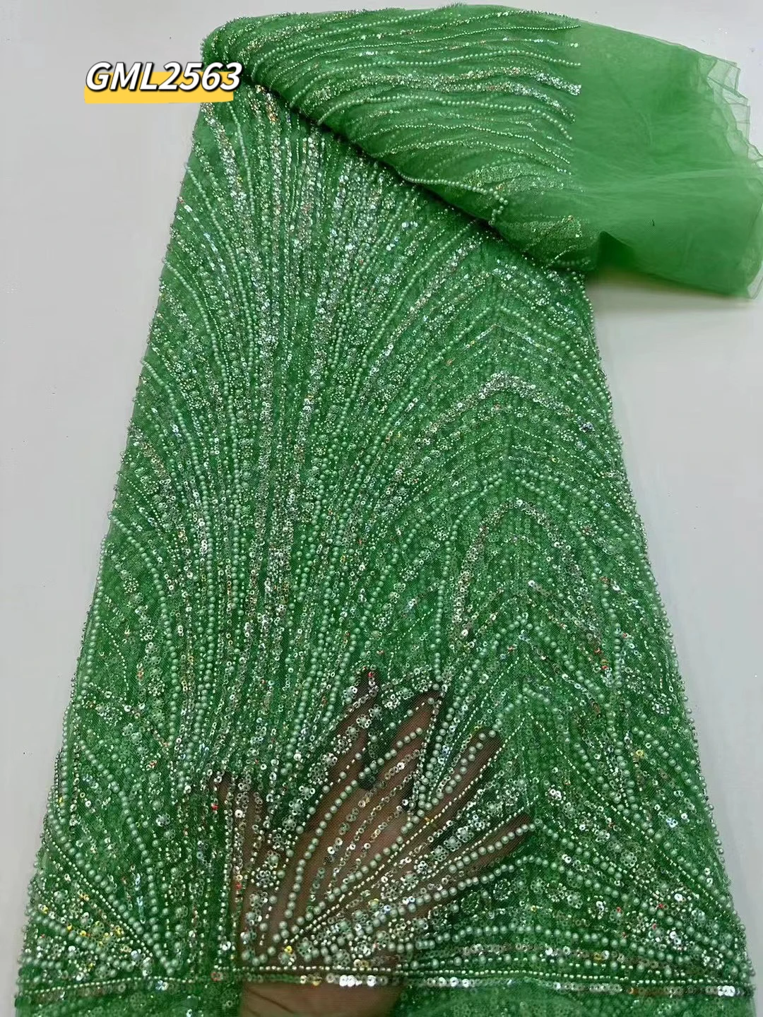 inmyshop french handmade beaded lace wedding peach nigerian french sequins lace 5 yards korean party tulle mesh dress fabric