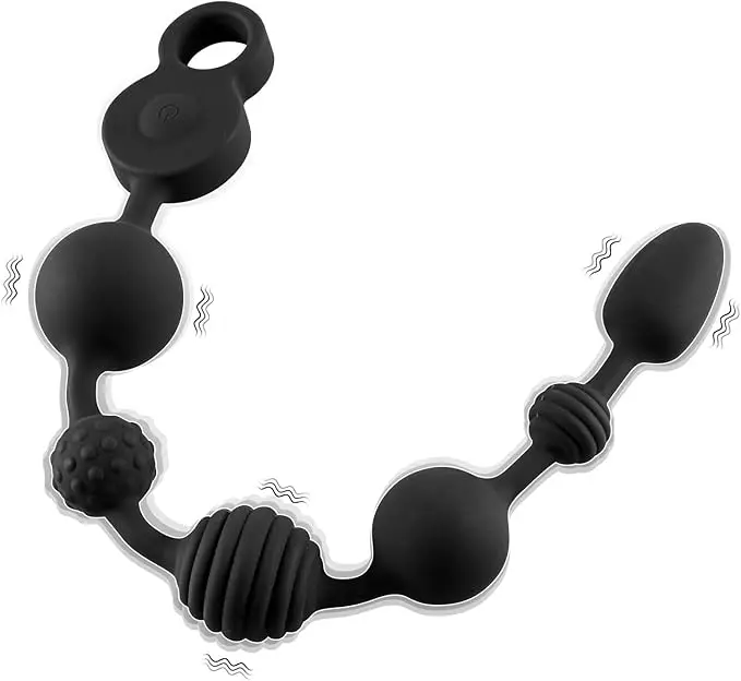 16.5 in silicone anal plug vibrator with 10 vibration modes beads butt g-spot prostate massager waterproof adult sex toys