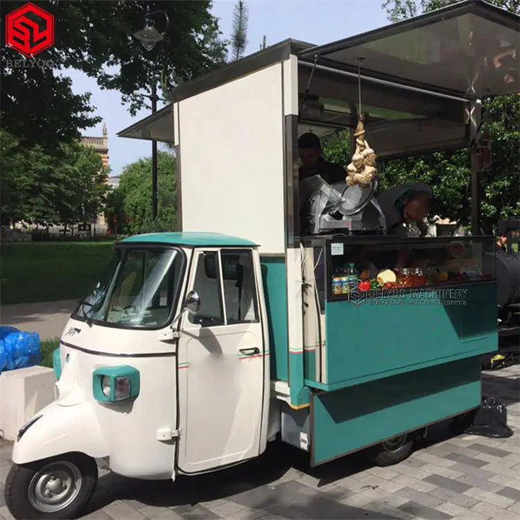 Mobile Kitchen Tricycle Electric Food Truck Catering Ice Cream Truck Ape 50 Wheeler Price Ice Cream Hot Dog Food Cart
