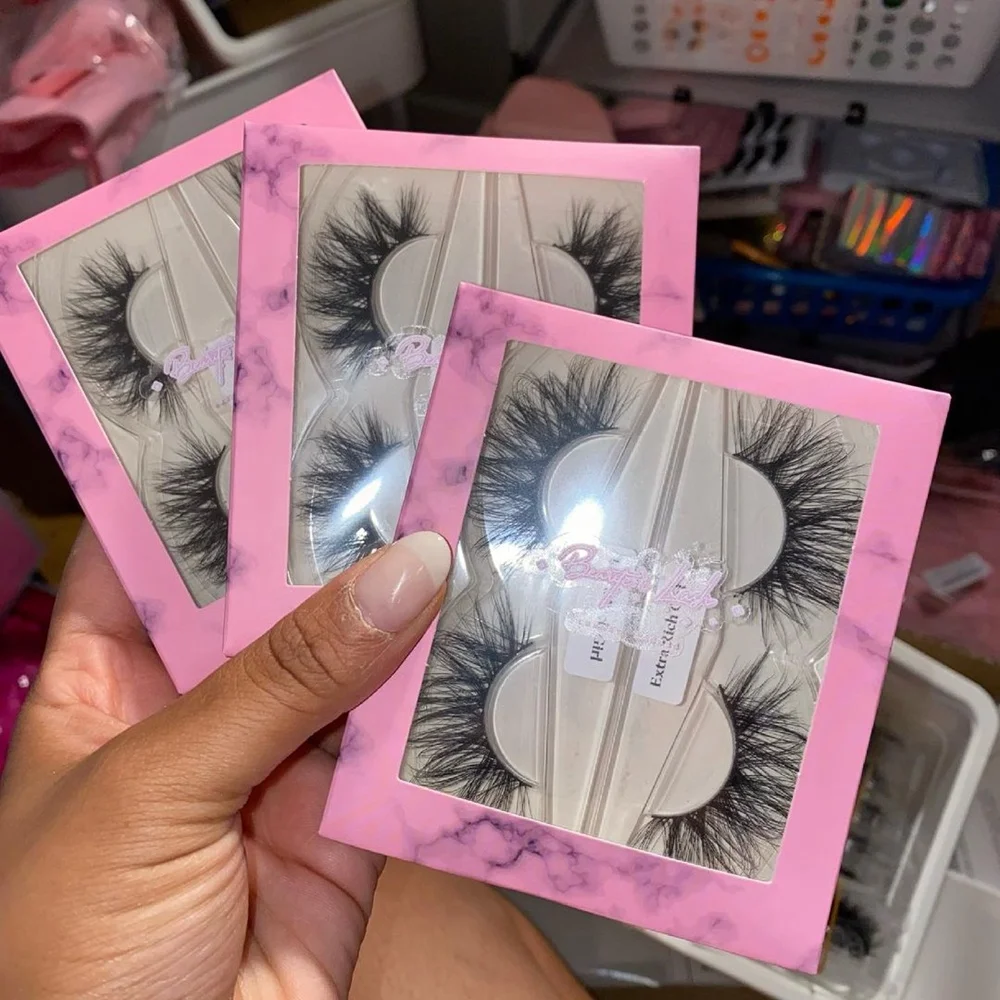 New design 3d mink eyelashes with custom packaging box and your own logo wholesale 25mm mink lash vendor