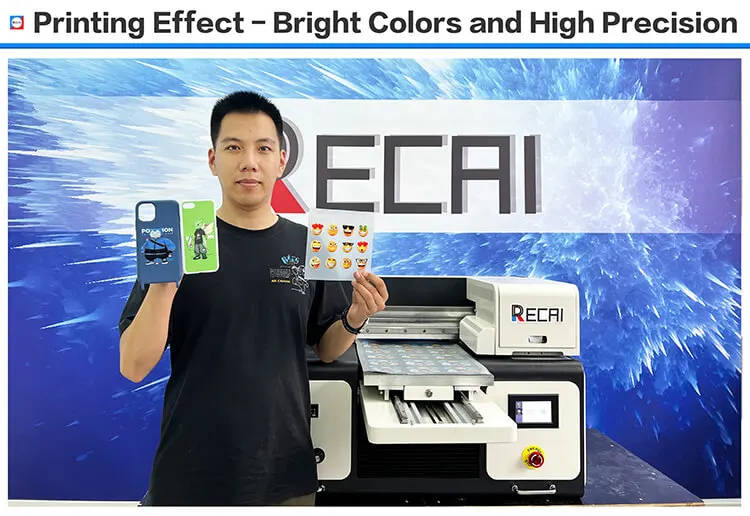 A3 Size RECAI New Product UV DTF Sticker Printer Flatbed Printer with DX8 Heads for Epson