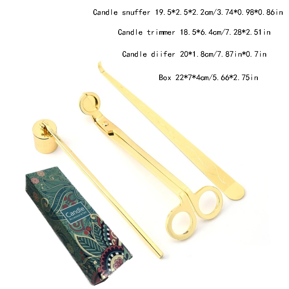 DIY Lover Supplies Candle Wick Trimmer Snuffer Differ 3 in 1 Scissor Cutter Candle Care Kit with Gift Box Candle Accessories