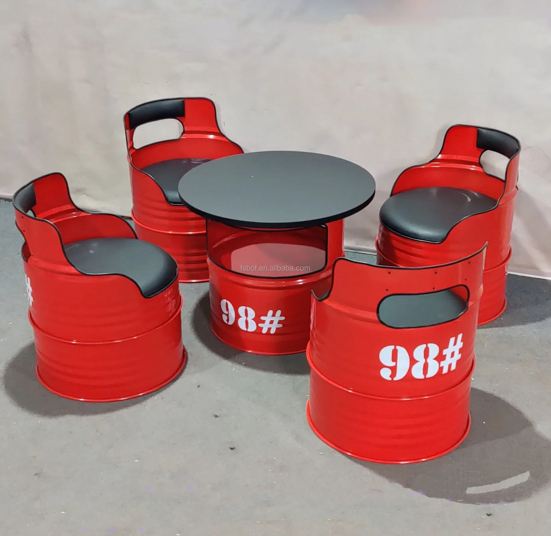 Iron art creative industrial style bar table and chair combination oil barrel sofa KTV clothing store retro sofa booth and chair