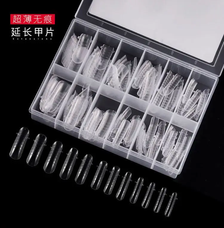 120 шт./кор. салонная коробка, бронированная пластина для маникюра, ПВХ, удлиняющая резиновая оболочка, форма, быстрый кристалл, помощь при ногтях