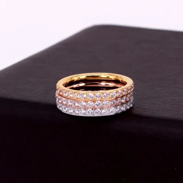 Простая Группа розовое золото кольца ювелирные изделия Женщины Diamondzircon кольцо из нержавеющей стали