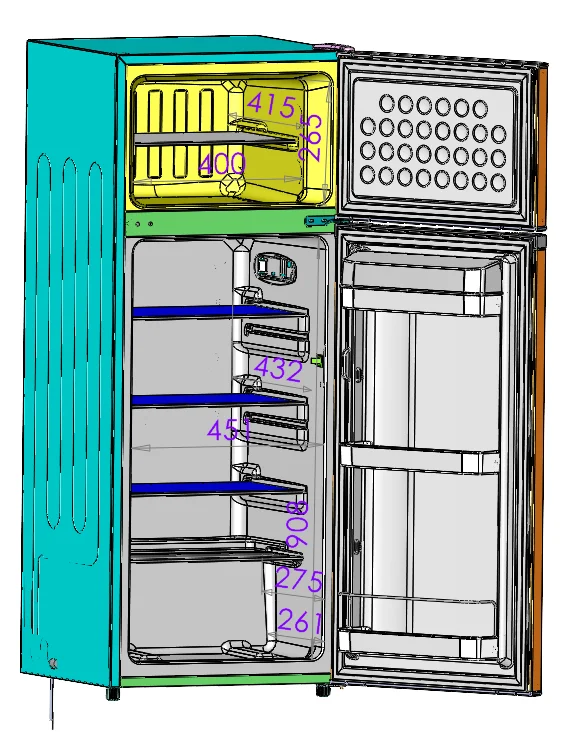 High quality DC 218 Liters top freezer solar / electricity portable refrigerator