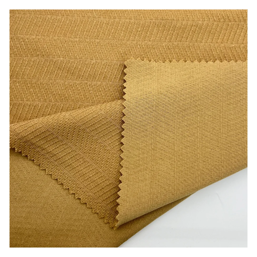 35 DuPont sorona 50 cotton material fabric stretch fabric Khaki Jacquard  knit fabrics for design women jacket pants