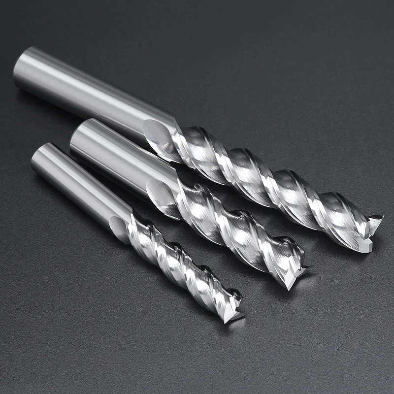 HUHAO Large core diameter high gloss 3 Flutes Aluminum Alloy Lengthened  Milling Cutter Spiral groove Tungsten Steel 2312131201