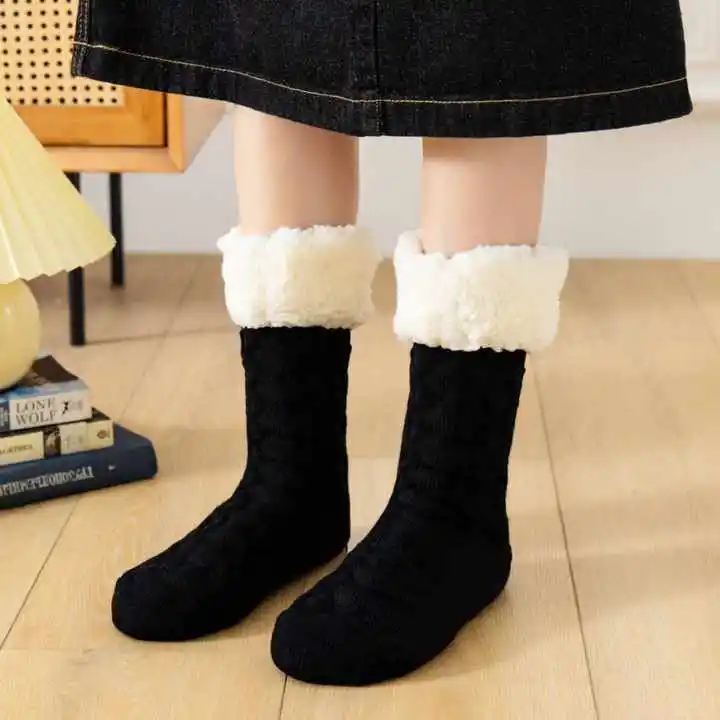 chunky winter plush socks women preppy wool socks