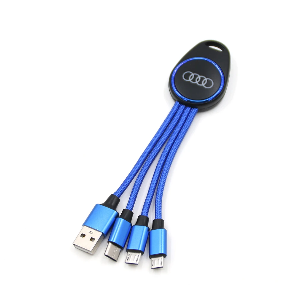 Брелок светодиодный свет логотип быстрый USB несколько зарядный кабель 3 в 1 зарядное устройство для