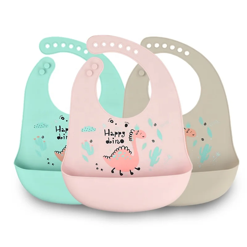 Factory wholesale silicone baby bibs cartoon animal mushie  baby custom silicone bib