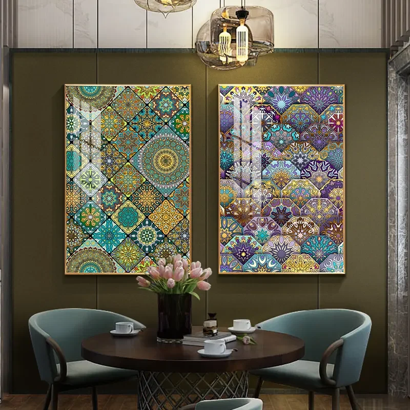 Индивидуальный домашний декор Хрустальная фарфоровая живопись крыльцо стеклянная подвесная картина светлая Роскошная атмосферная роспись Декоративная