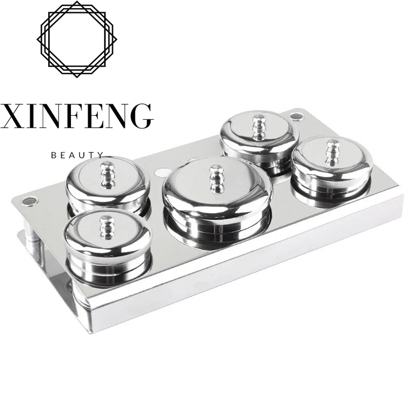 5pcs Stainless Steel Acrylic Nail Tips Cup Dappen Dish Liquid Powder Holder Container Equipment