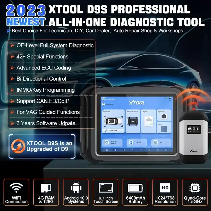 2024 XTOOL D9S OBD2 Diagnostic Scanner Tools Key Programmer With DoIP CAN FD MaxiSYS Pro MS908P