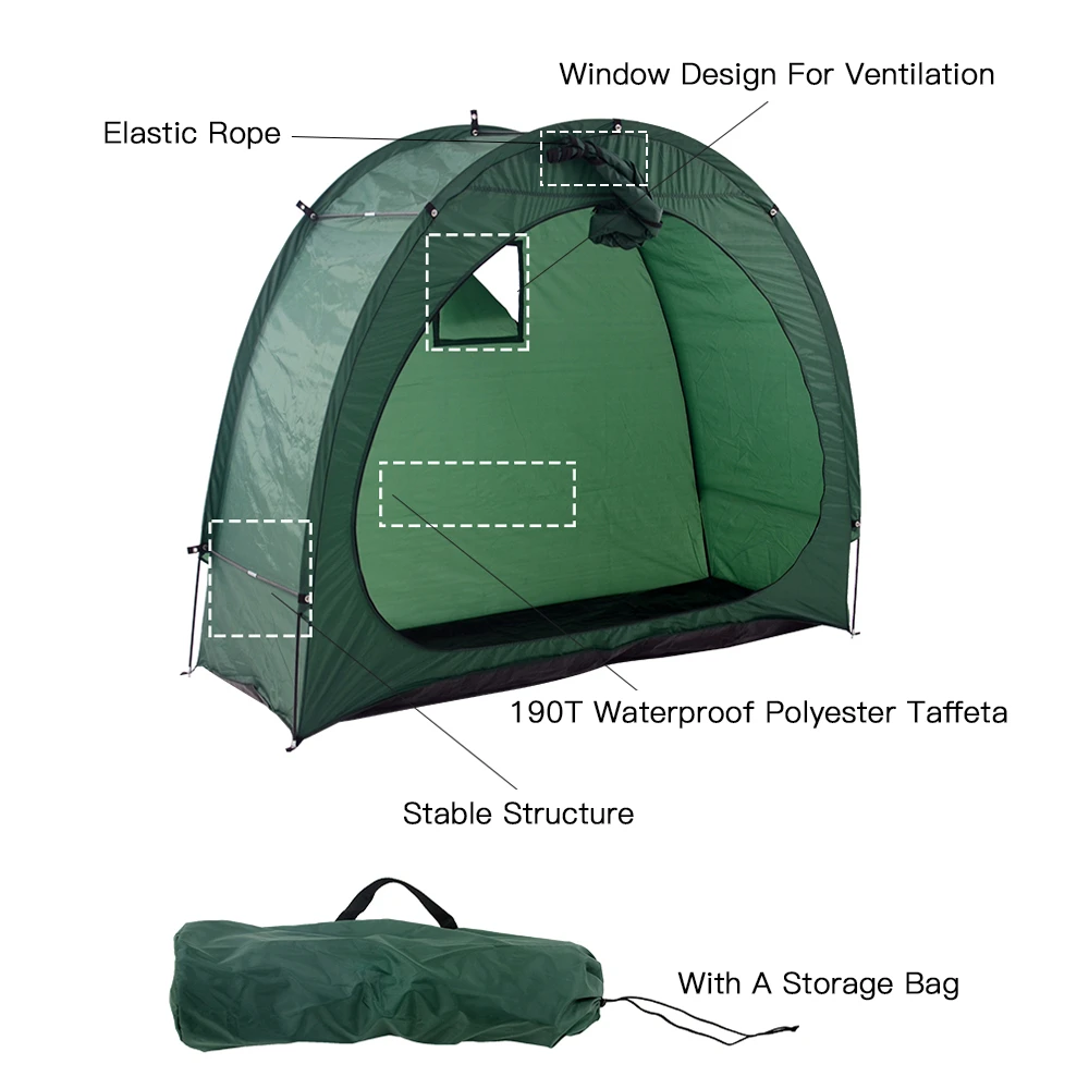 200x80x165cm Bike Tent Bike Storage Shed 190T Bicycle Storage Shed With Window Design For Outdoors Camping Hiking Fishing