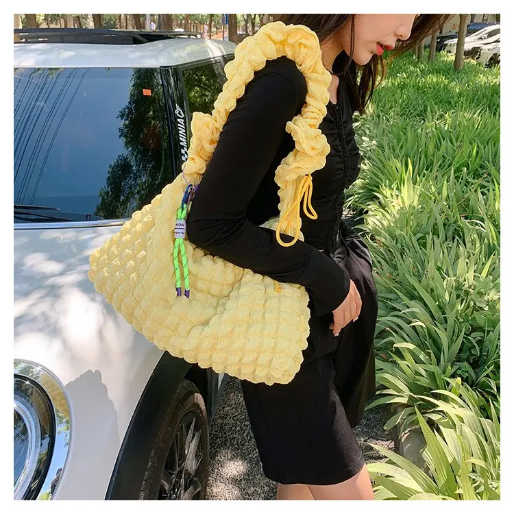 RU Wholesale Custom Size Bubble Large Women Cream Messenger Shoulder Bag Tote Puffer Bags