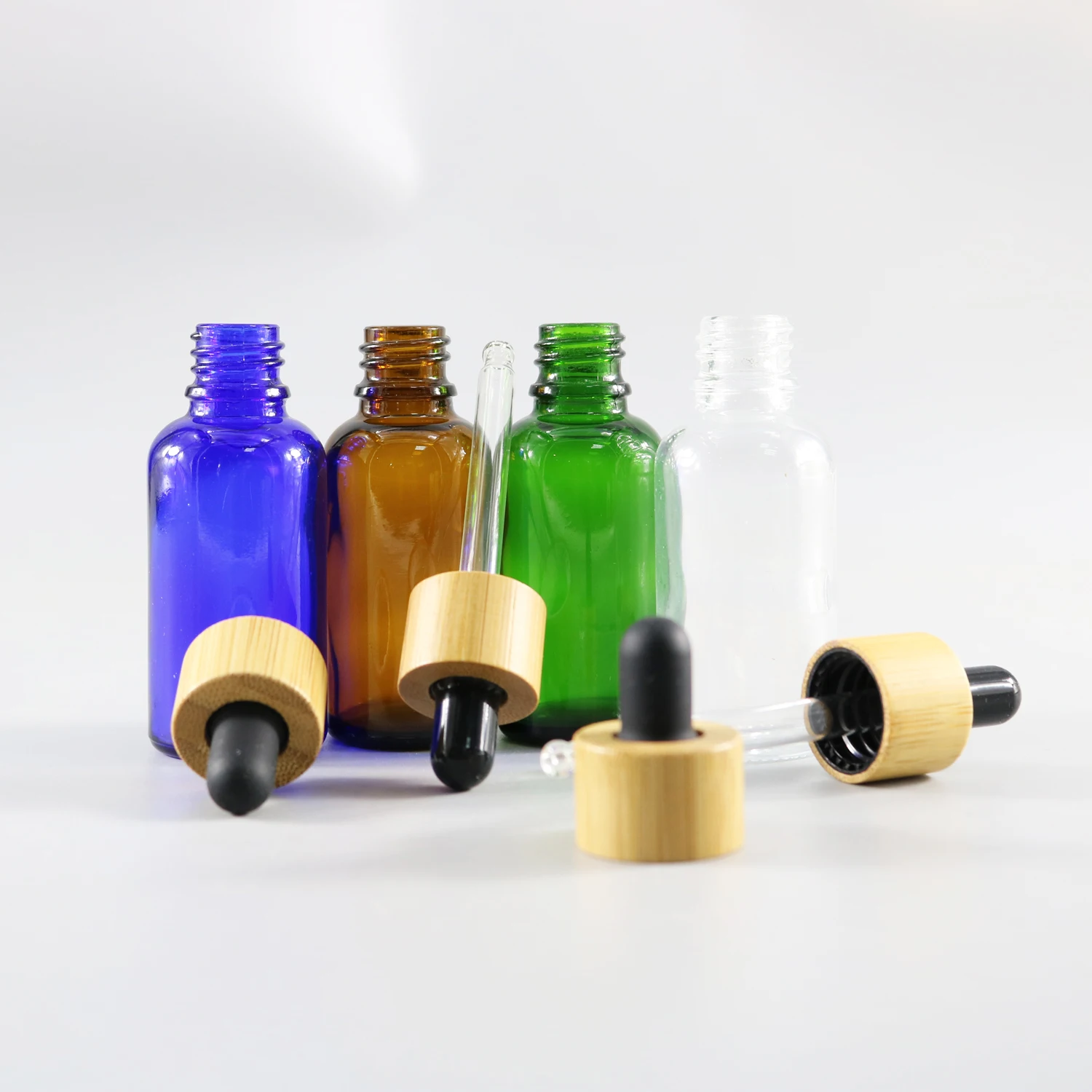 30ml 50ml Glass Essential oil Dropper Bottle Bamboo Cap Reagent Drop Eye Liquid Pipette Bottles