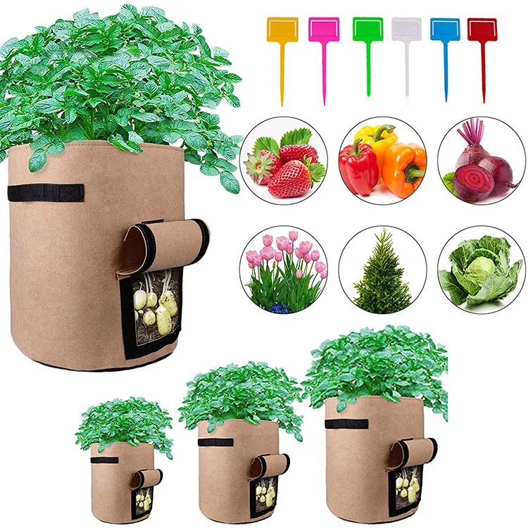 Fabric Raised Garden Bed Felt Grow Bag Planter Pot Flowersfelt Planting Growth Bag