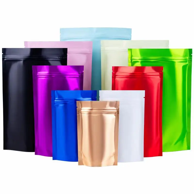 Wholesale And Retail Zip Lock Matte Aluminum Foil Standup Bag Frosted Color Aluminum Plated Bag Chips Gift Snack Tea Seal Pocket