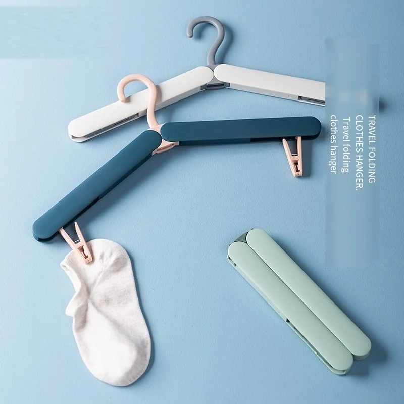 Wholesale Plastic Folding Clothes Hanger Non Slip Portable Foldable Small White Space Saving Travel With Clip