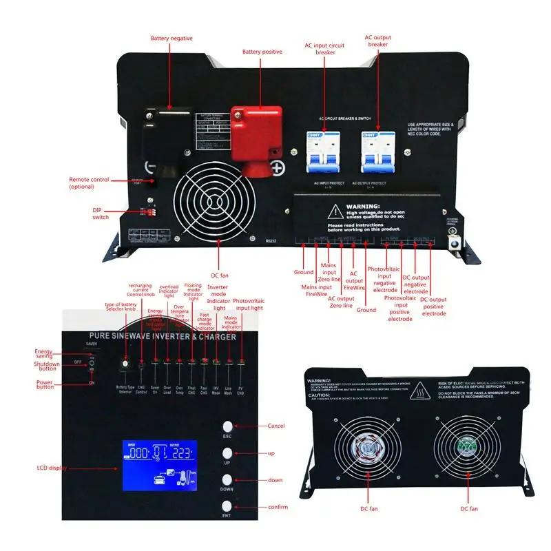 3kw 5kw Hybrid Off Grid Solar Inverter Wifi Remote Inverter with MPPT Controller 48Vdc 120/230V AC Output 8kw 10kw