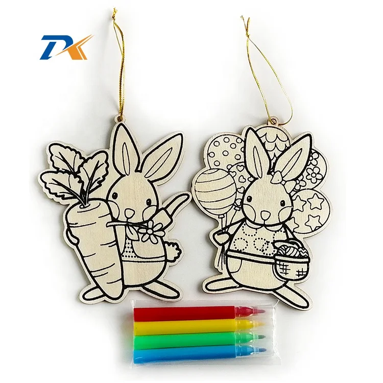 5pcs DIY wooden painting kit for easter wooden hanging signs